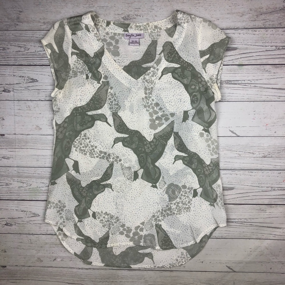 Anthropologie Bayla Jane Silk Mallard Bird Blouse